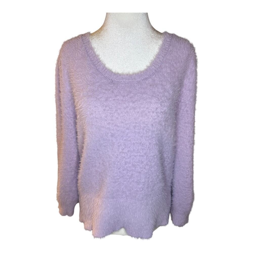 Marled Women's‎ Fuzzy Lavender Pullover Sweater Size Large Cozy Chic